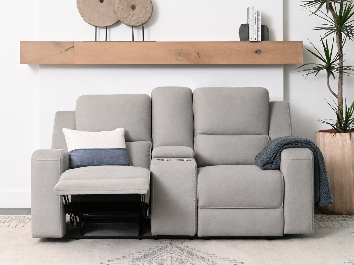 Margaret Fabric Manual Reclining Loveseat - Gray