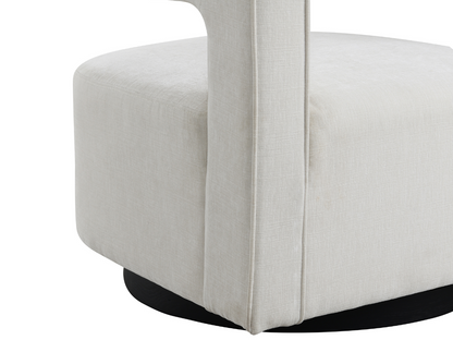 Lunar Stain-Resistant Fabric Swivel Chair - Cream
