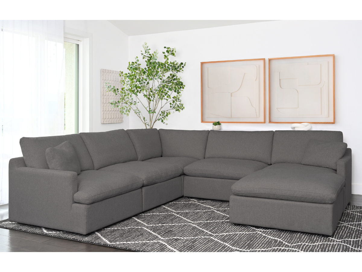 Capri Feather and Down 6-pc Modular Sectional - Gray