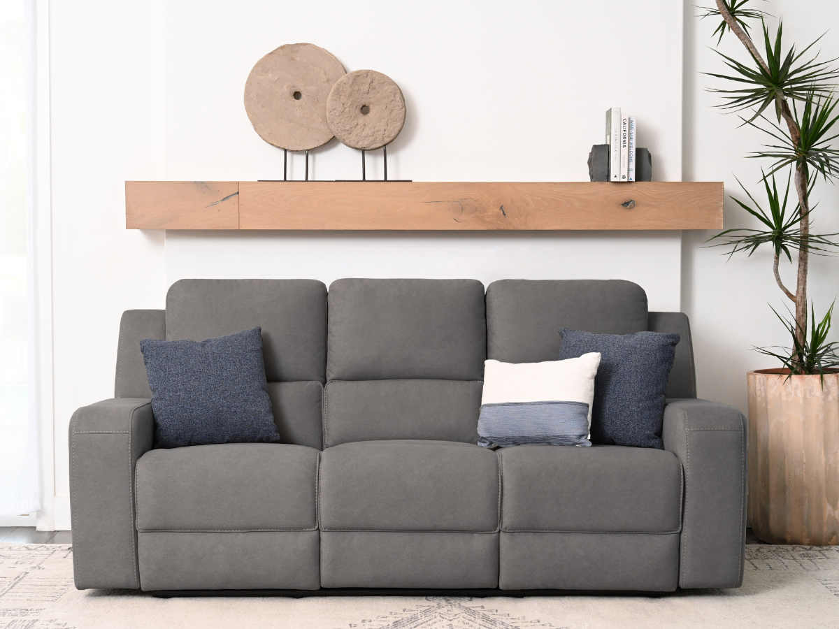 Margaret Fabric Manual Reclining Sofa with Console - Charcoal