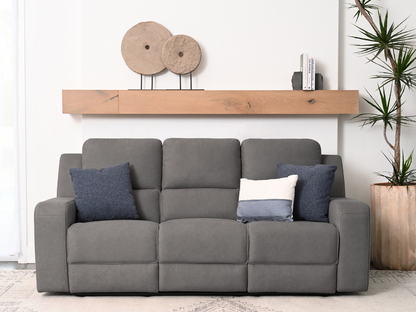 Margaret Fabric Manual Reclining Sofa with Console - Charcoal