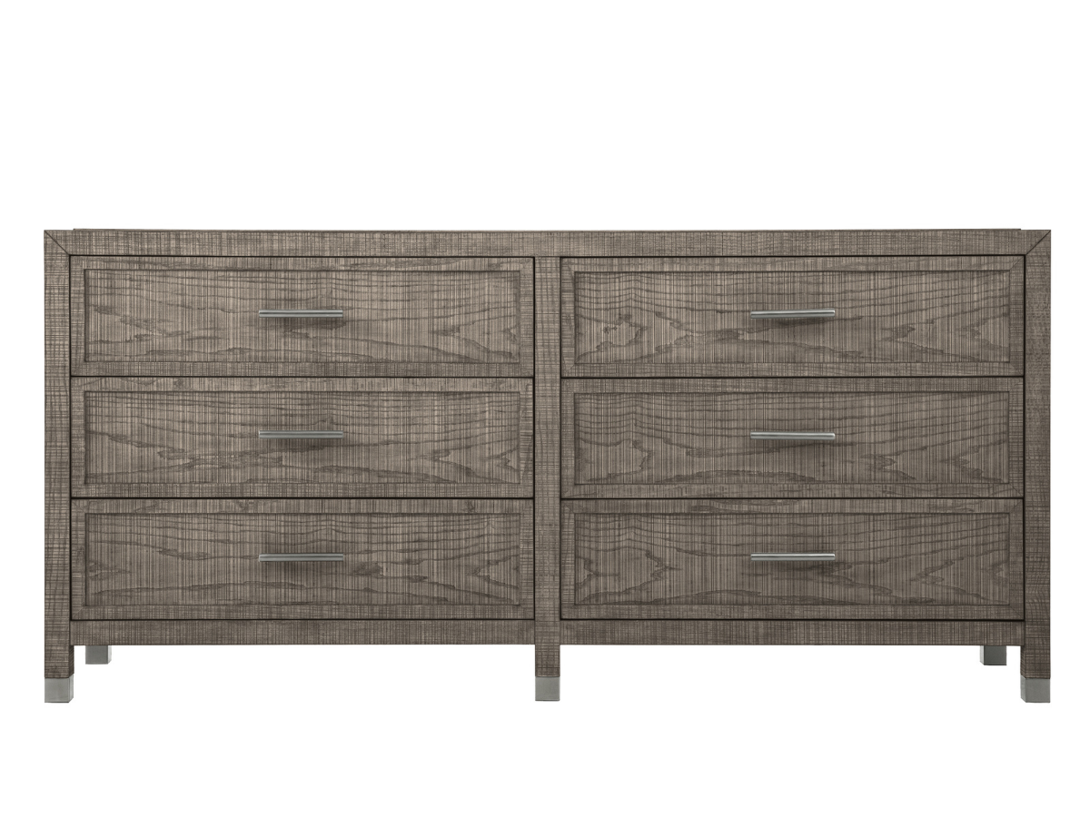Bacara Modern Classic Wood Brushed 6-Drawer Dresser 72' - Gray