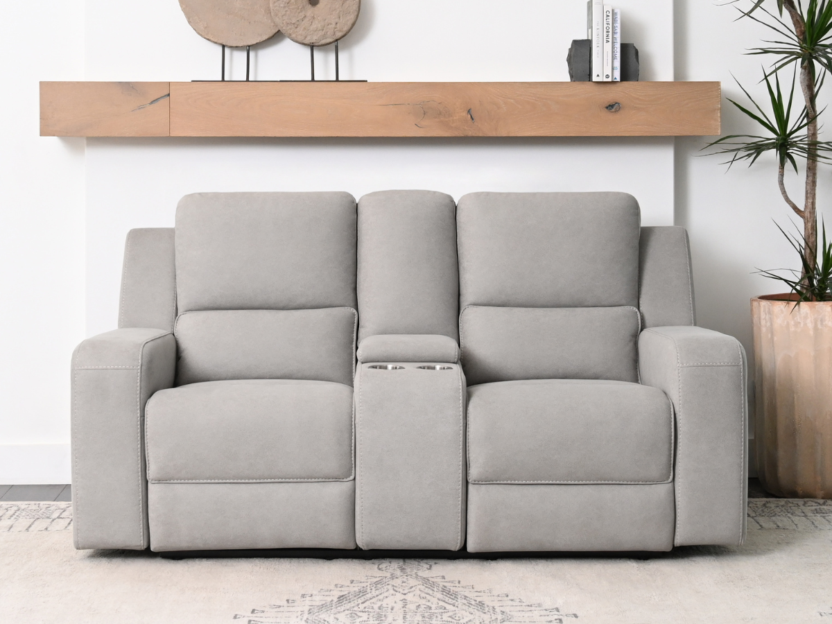 Margaret Fabric Manual Reclining Loveseat - Gray