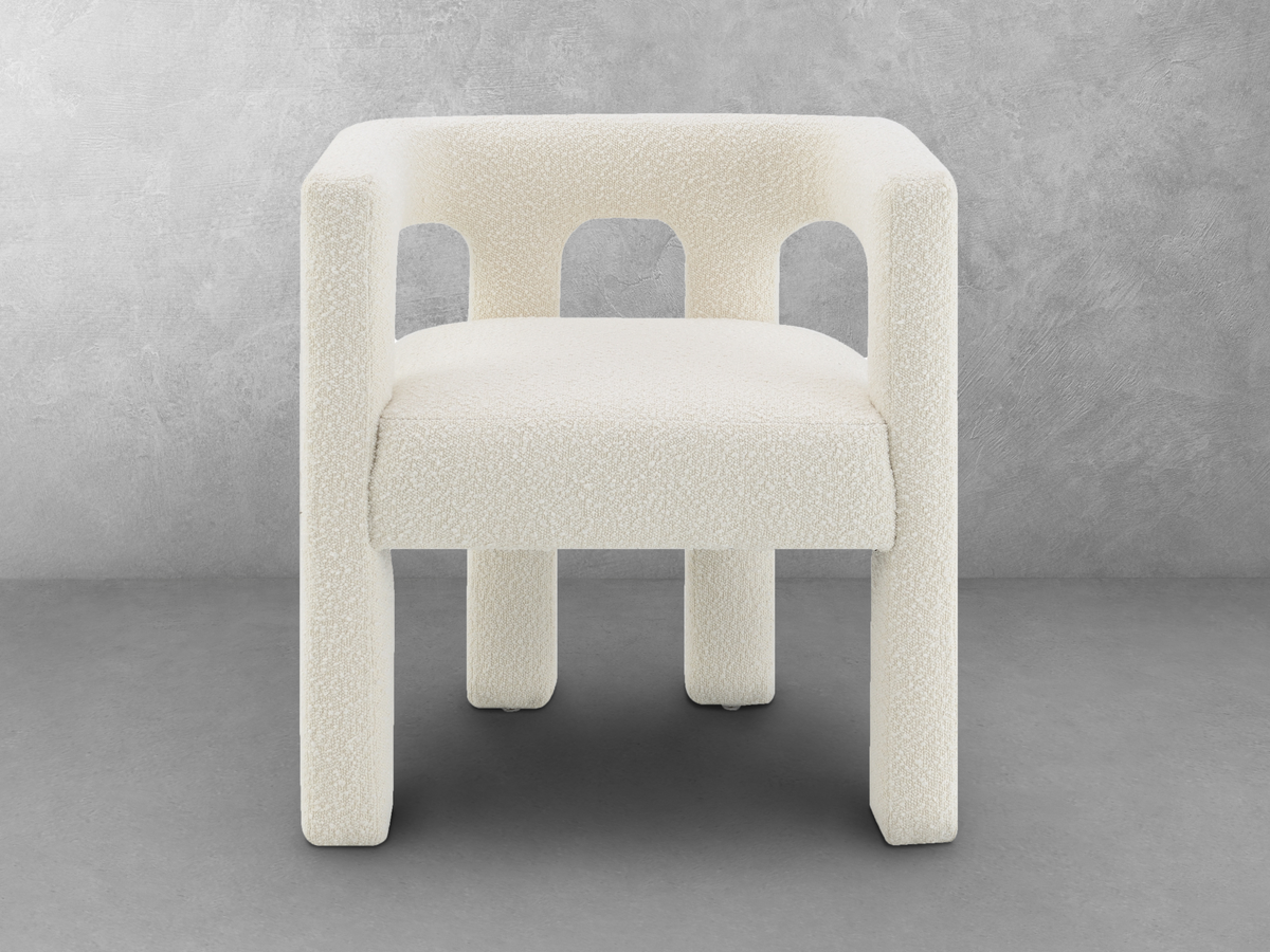 Mandy Bouclé Fabric Dining Chair - Ivory