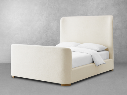 Luciano Bouclé Fabric Sleigh Bed - Queen - Ivory