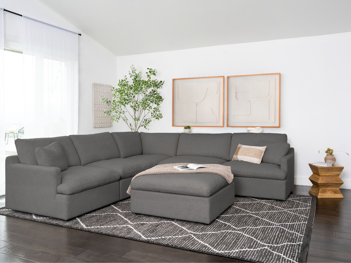 Capri Feather and Down 6-pc Modular Sectional - Gray
