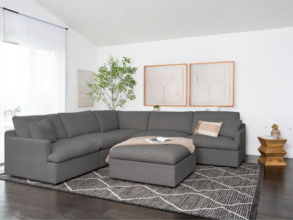 Capri Feather and Down 6-pc Modular Sectional - Gray