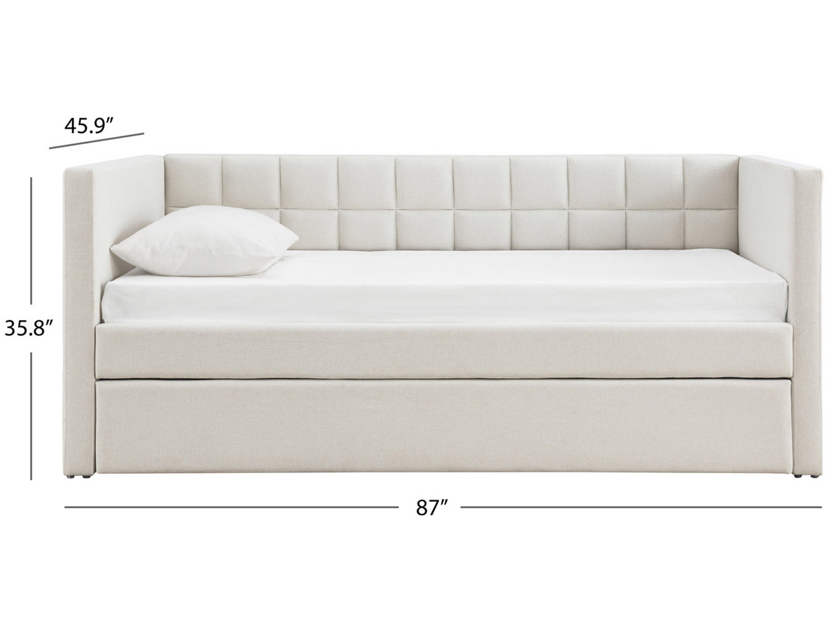Aveline Upholstered Twin Daybed with Trundle - Ivory
