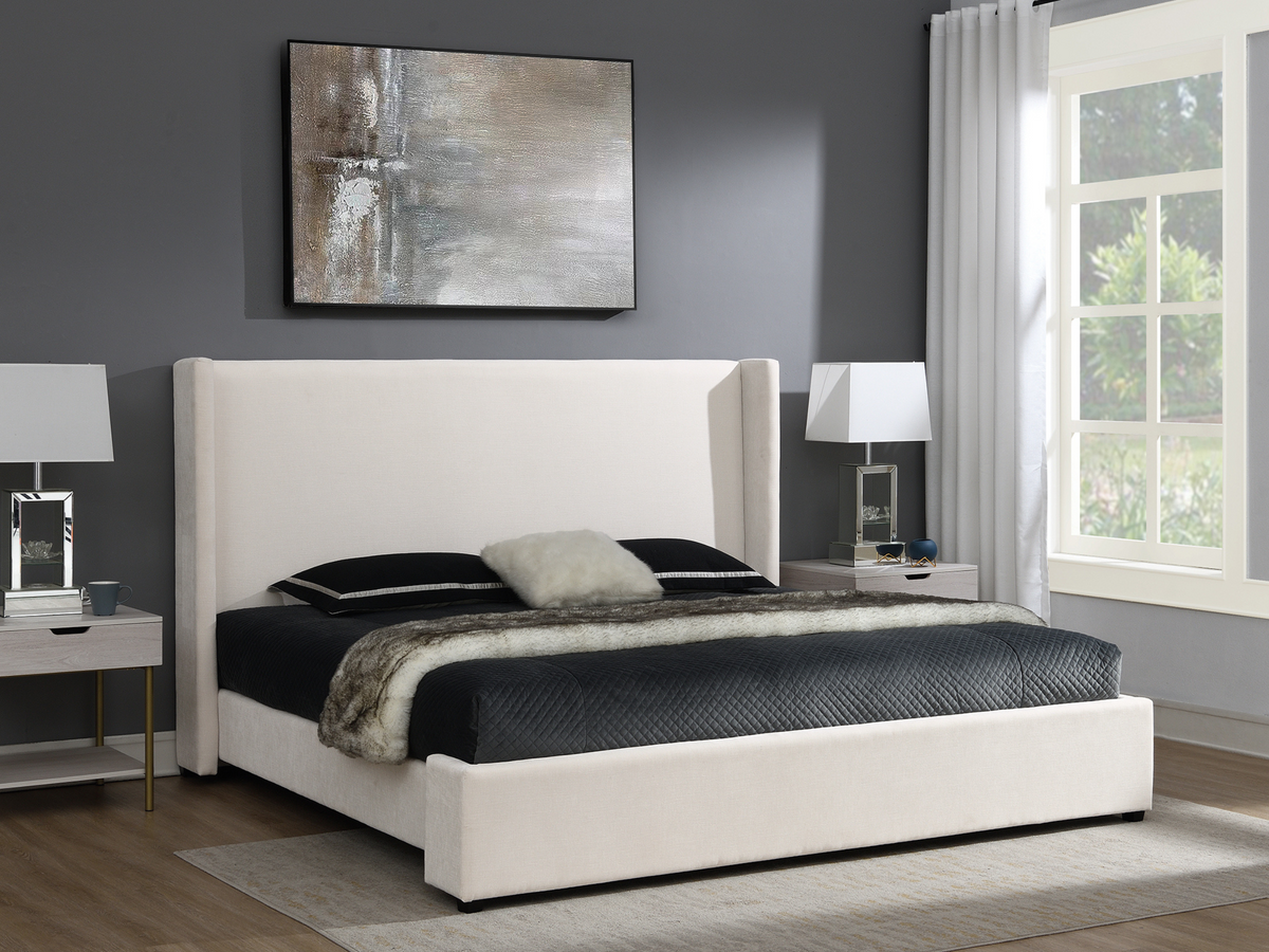 Lennon Upholstered Bed - Ivory - King