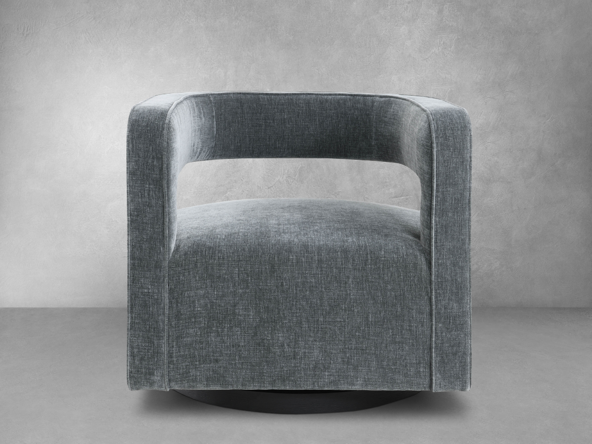 Lunar Stain-Resistant Fabric Swivel Chair - Charcoal