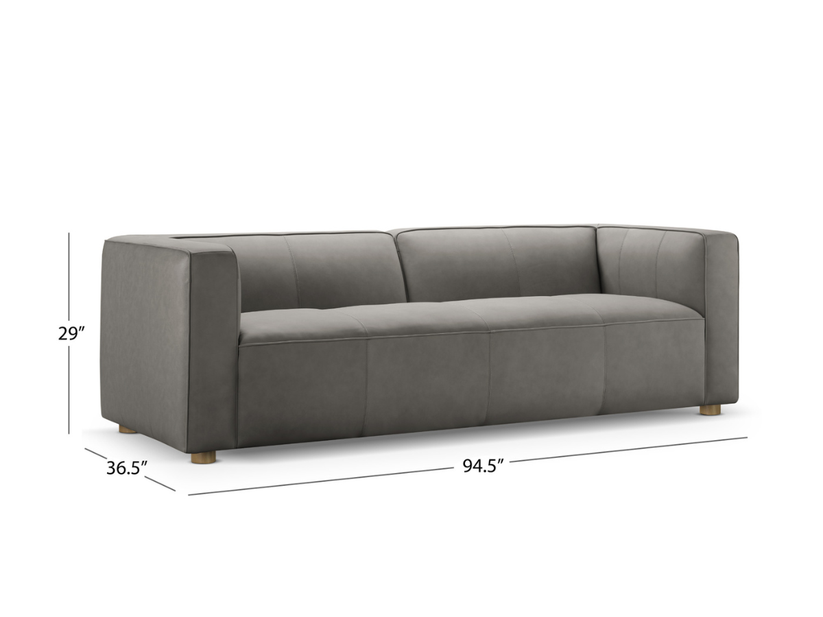 Matteo Nubuck Leather Sofa - Gray