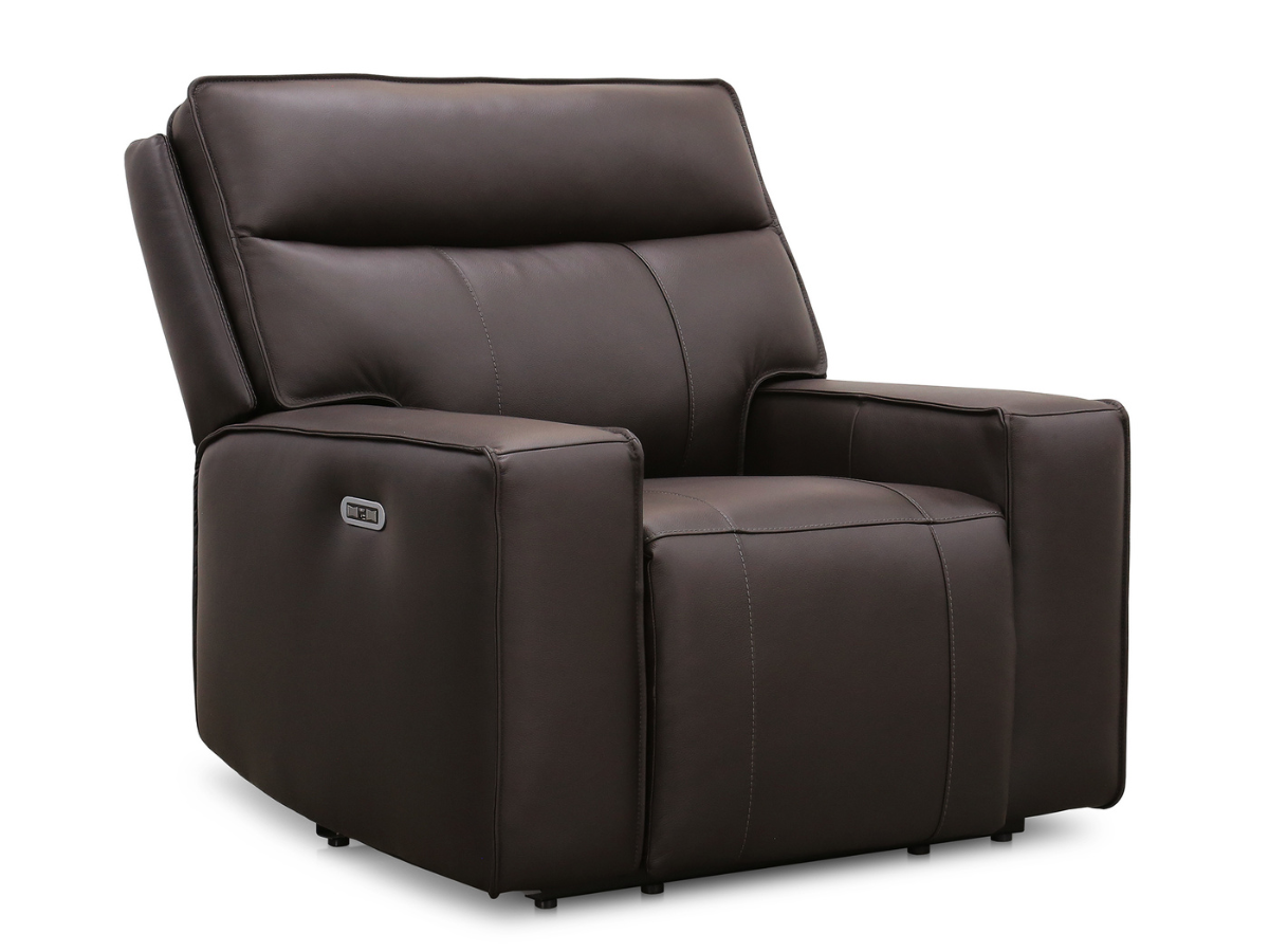 Layton Leather Power Recliner - Brown