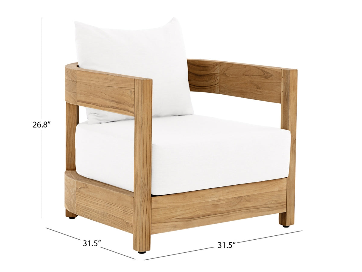 Santino® Outdoor Armchair - White Fabric with Teak Frame