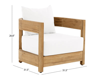 Santino® Outdoor Armchair - White Fabric with Teak Frame