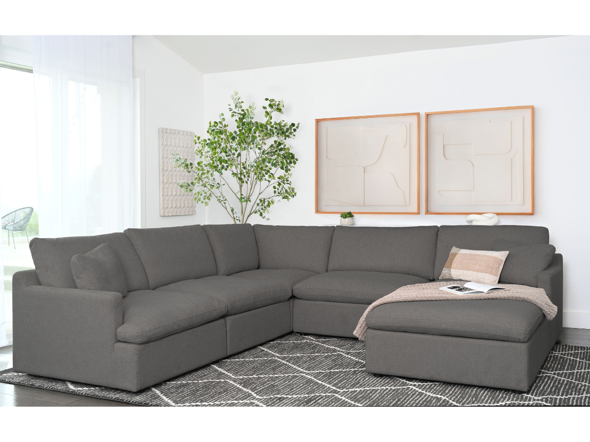 Capri Feather and Down 6-pc Modular Sectional - Gray