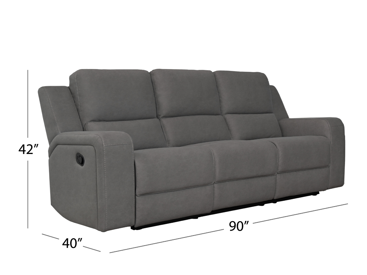 Margaret Fabric Manual Reclining Sofa with Console - Charcoal