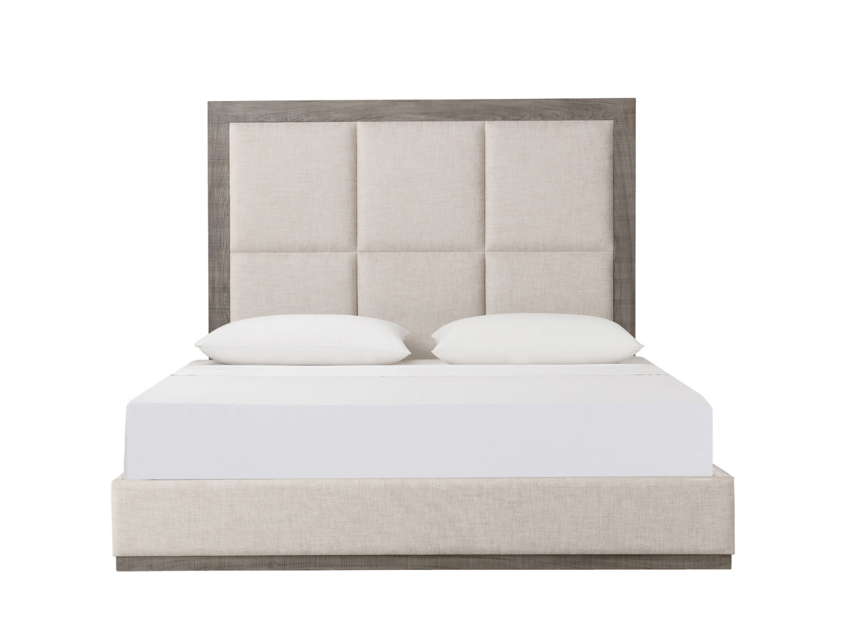 Bacara Modern Classic Wood Beige Upholstered Bed - Gray - King