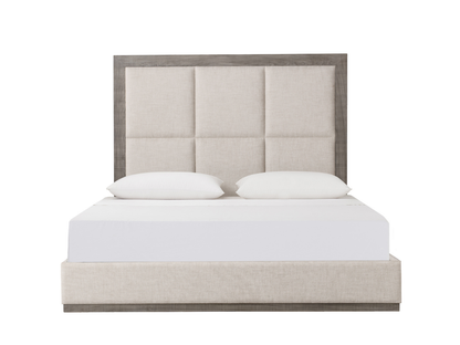 Bacara Modern Classic Wood Beige Upholstered Bed - Gray - King