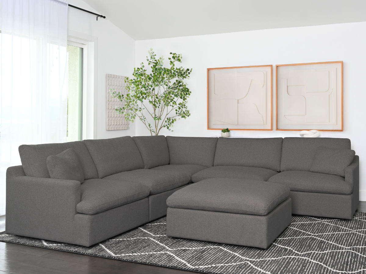 Capri Feather and Down 6-pc Modular Sectional - Gray