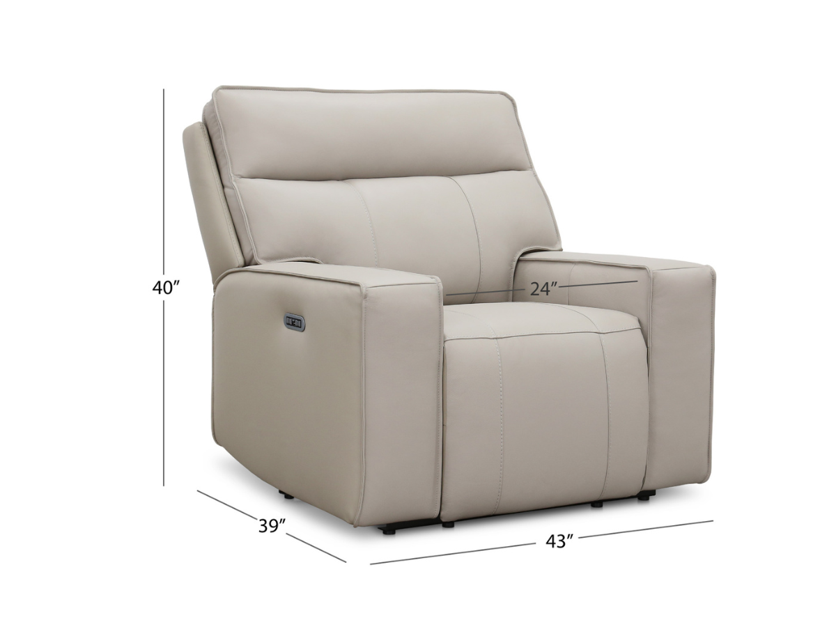 Layton Leather Power Recliner - Gray
