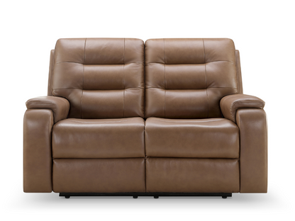 Waylen Top-Grain Leather Manual Reclining Loveseat - Brown