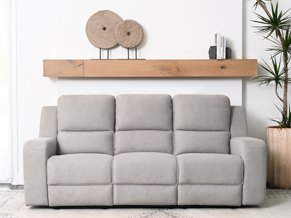 Margaret Fabric Manual Reclining Sofa with Console - Gray