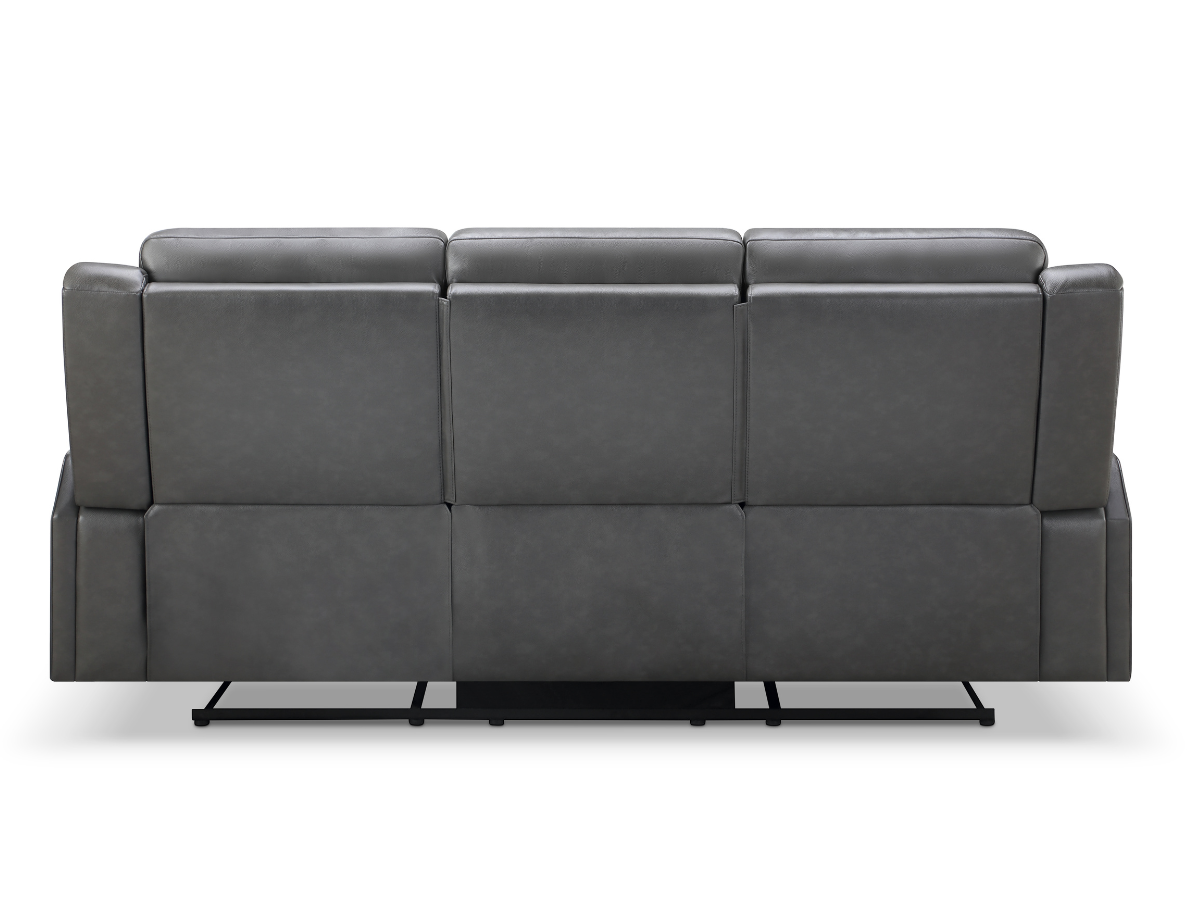 Rhodes Top-Grain Leather Manual Reclining Sofa - Gray
