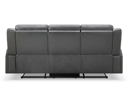 Rhodes Top-Grain Leather Manual Reclining Sofa - Gray