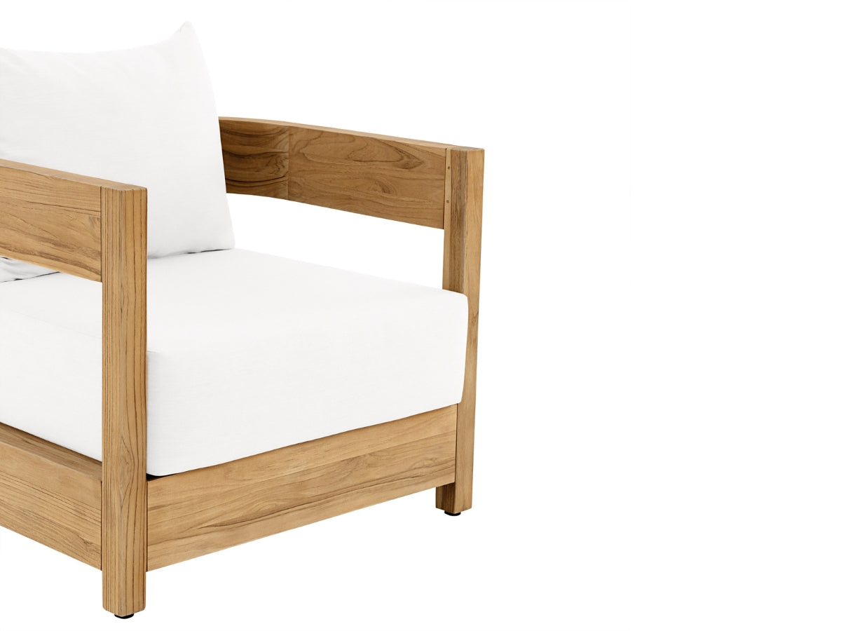 Santino® Outdoor Armchair - White Fabric with Teak Frame