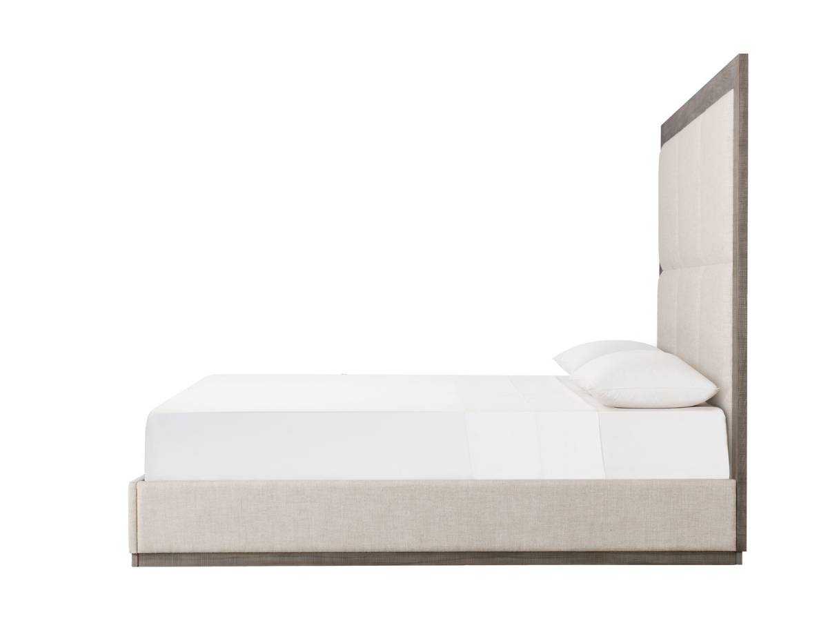 Bacara Modern Classic Wood Beige Upholstered Bed - Gray - King
