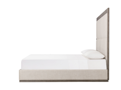 Bacara Modern Classic Wood Beige Upholstered Bed - Gray - King