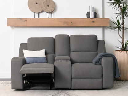 Margaret Fabric Manual Reclining Loveseat - Charcoal