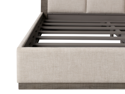 Bacara Modern Classic Wood Beige Upholstered Bed - Gray - King