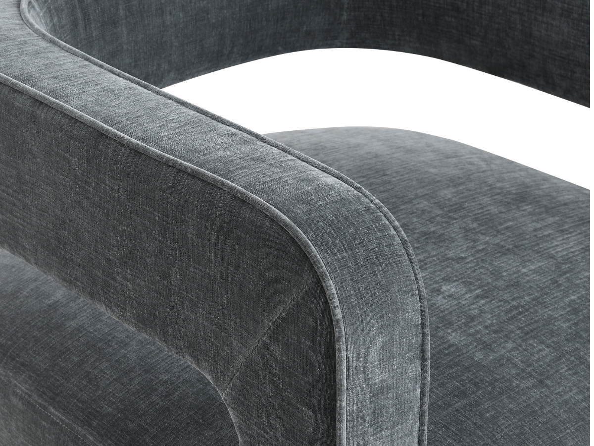 Lunar Stain-Resistant Fabric Swivel Chair - Charcoal