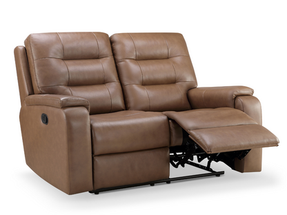 Waylen Top-Grain Leather Manual Reclining Loveseat - Brown