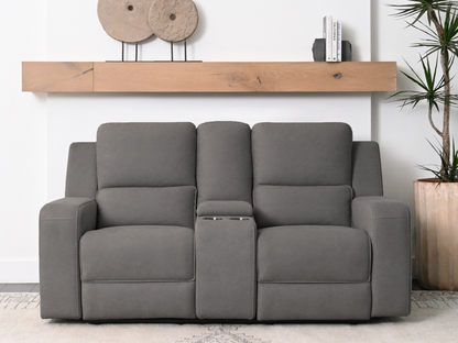 Margaret Fabric Manual Reclining Loveseat - Charcoal