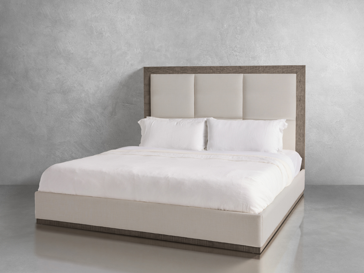 Bacara Modern Classic Wood Beige Upholstered Bed - Gray - King