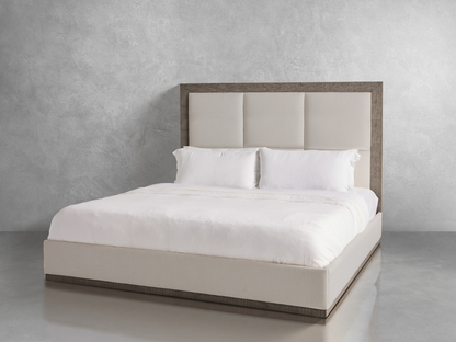 Bacara Modern Classic Wood Beige Upholstered Bed - Gray - King