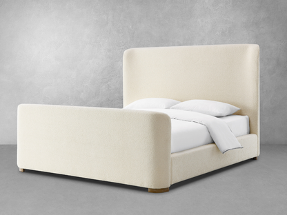 Luciano Bouclé Fabric Sleigh Bed - King - Ivory