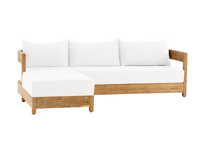 Santino® Outdoor 2-Piece Sectional - White Fabric with Teak Frame