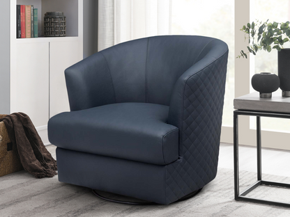 Belfield 100% Top Grain Leather Swivel Chair - Blue