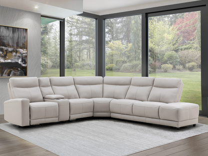 Kimmel Power Reclining Leather Sectional with Power Headrests - Gray