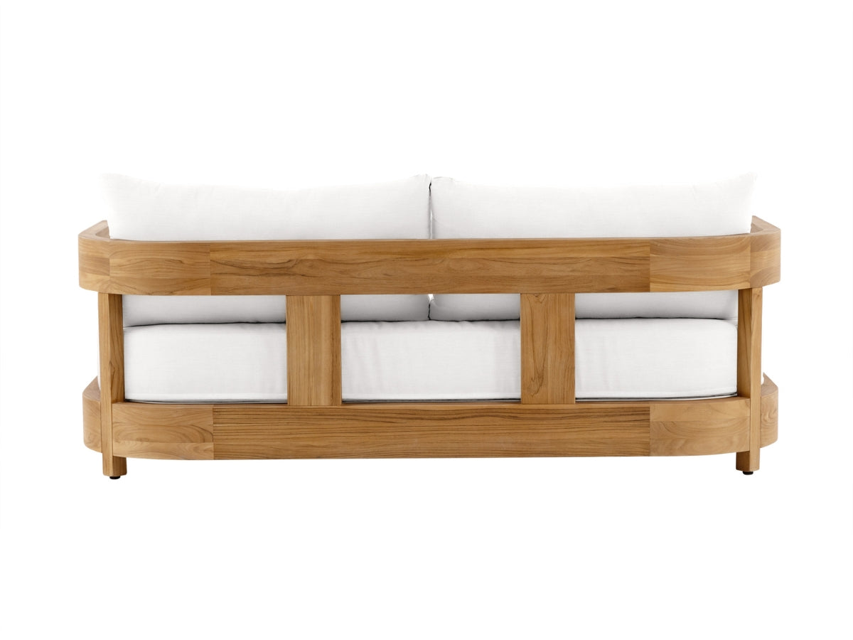 Santino® Outdoor Sofa & Coffee Table Collection - White Fabric with Teak Frame