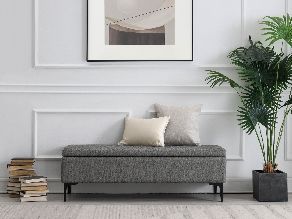 Evella Upholstered Storage Bench - Gray - Queen
