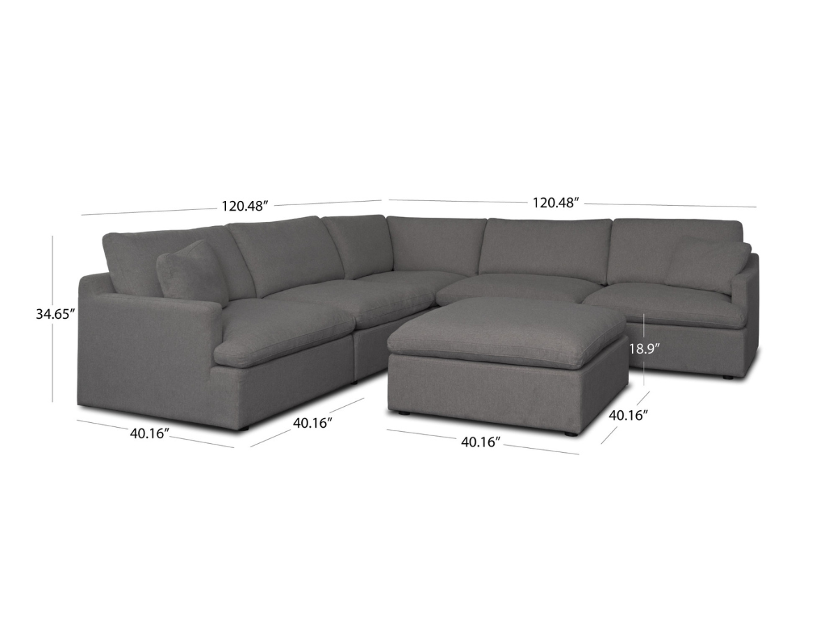 Capri Feather and Down 6-pc Modular Sectional - Gray