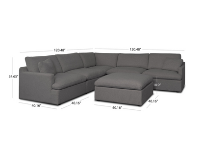 Capri Feather and Down 6-pc Modular Sectional - Gray