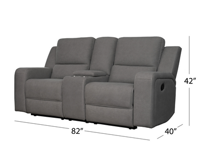 Margaret Fabric Manual Reclining Loveseat - Charcoal
