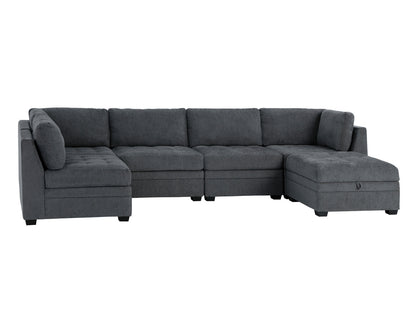 Nixon Fabric 6 Piece Modular Sectional Set - Gray