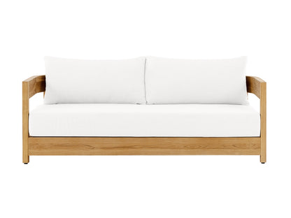Santino® Outdoor Sofa & Coffee Table Collection - White Fabric with Teak Frame