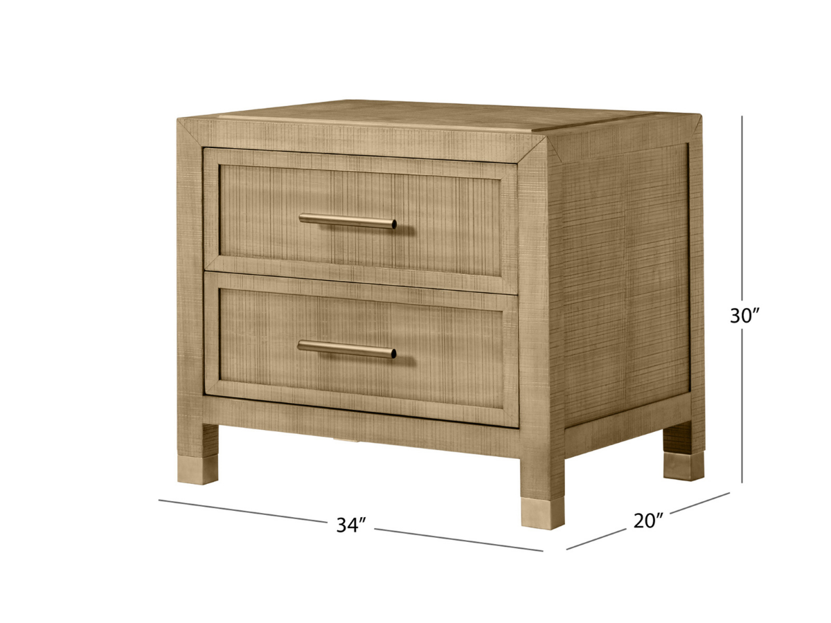 Bacara Modern Classic Wood Brushed 2 Drawer Nightstand - Natural